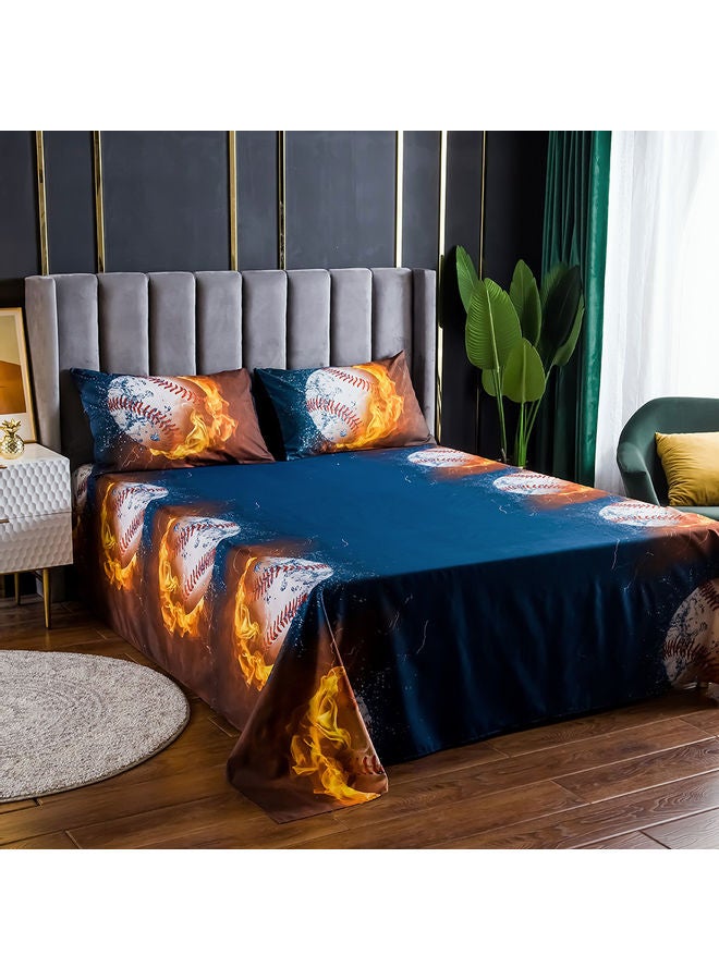 مجموعة شرشف سرير بطبعة ثلاثية الأبعاد وبحوافٍ مطاطية مع غطاء وسادة من 4 قطع polyester متعدد الألوان 45.00 x 8.00 x 35.00سم - Image 3