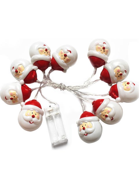 10-Piece Santa Claus String Light LED Bulbs White/Red