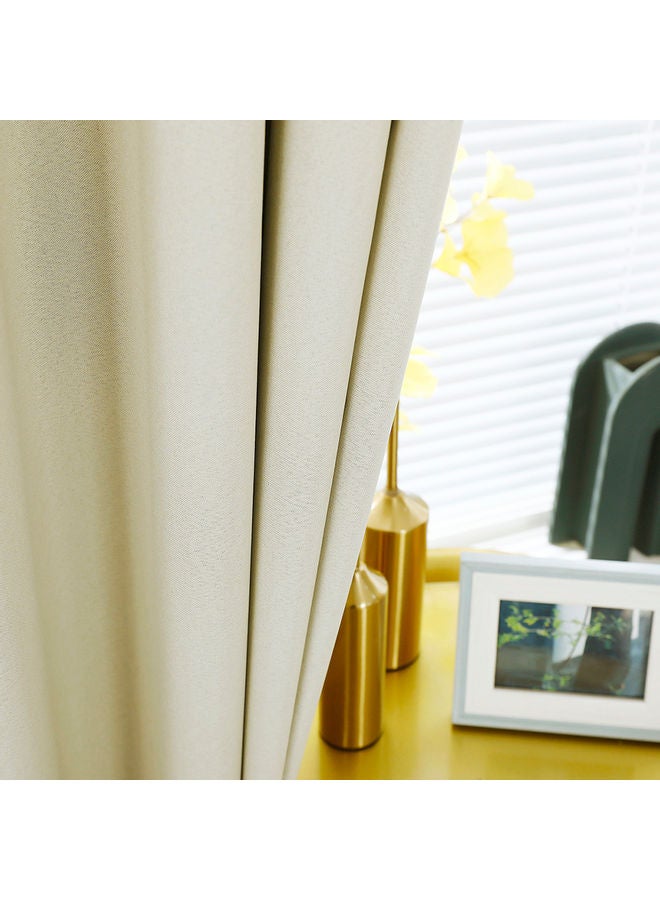 Generic - 2-Piece Semi Blackout Curtains Beige - Image 1