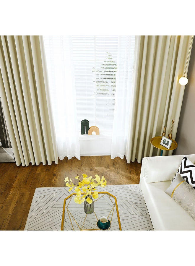 Generic - 2-Piece Semi Blackout Curtains Beige - Image 1