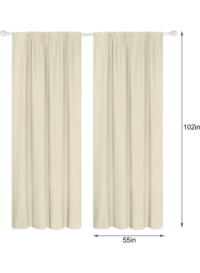 Generic - 2-Piece Semi Blackout Curtains Beige - Image 1