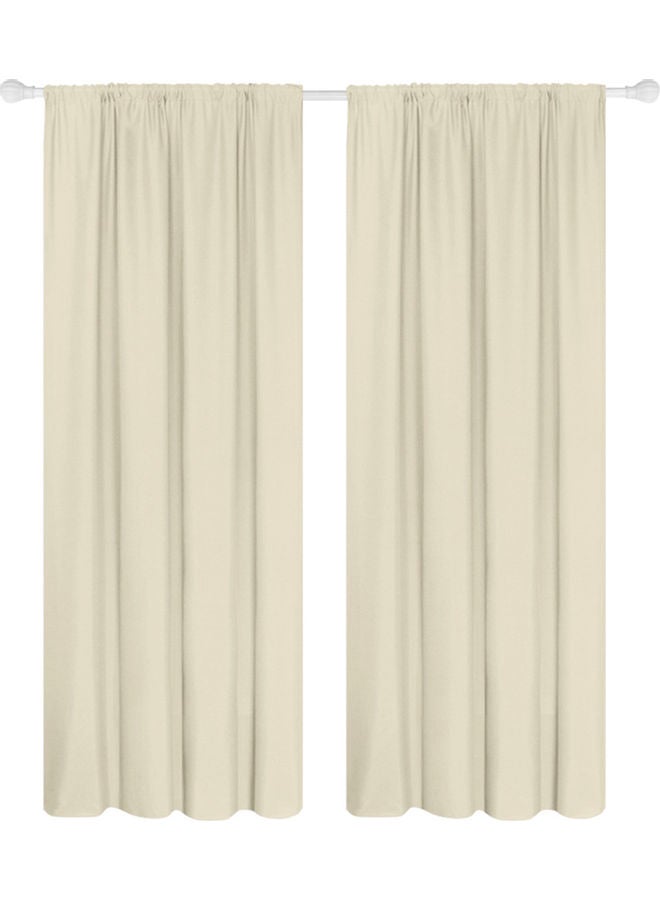 Generic - 2-Piece Semi Blackout Curtains Beige - Image 1