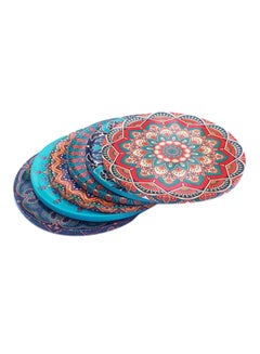 ألوان 6-Piece Ottoman Motifs Ceramic Coaster Set Multicolour 9cm  - Image 1