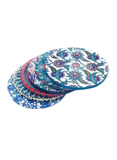 Alwan 6-Piece Ottoman Motifs Ceramic Coaster Set Multicolour 9cm  - Image 1