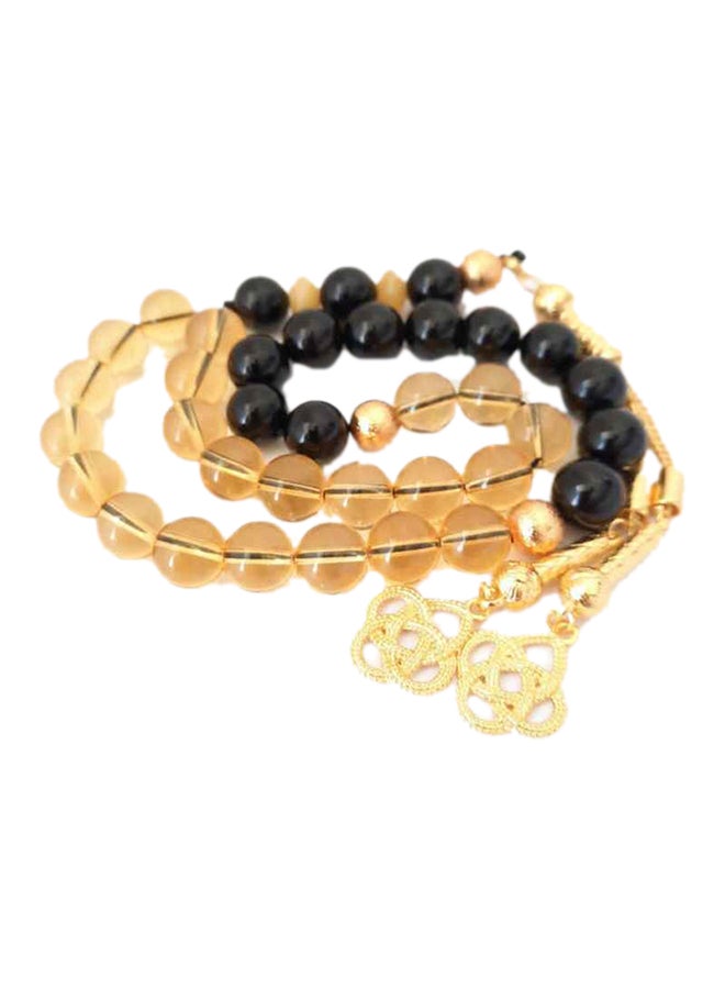Miracle Empire - Natural Citrine And Onyx Misbaha 18k Prayer Beads - Image 1