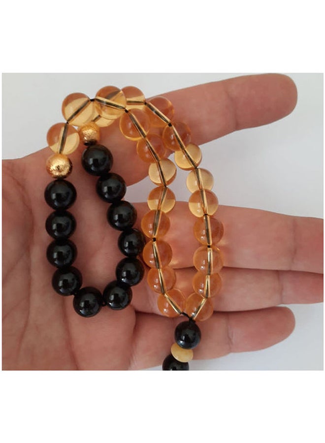 Miracle Empire - Natural Citrine And Onyx Misbaha 18k Prayer Beads - Image 1