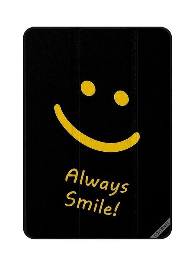 كوفرنيكس غطاء حماية بطبعة عبارة "Always Smile" لجهاز أبل آي باد برو الجيل الأول أصفر/أسود - Image 1