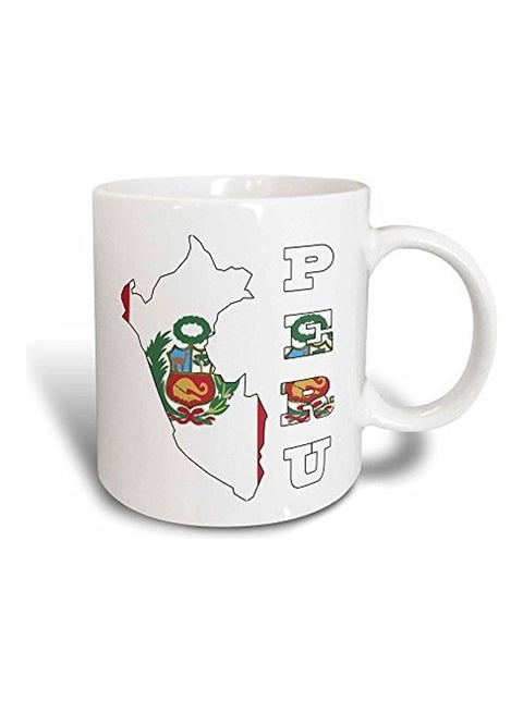 Peruvian Flag In Outline Map Printed Mug Multicolour