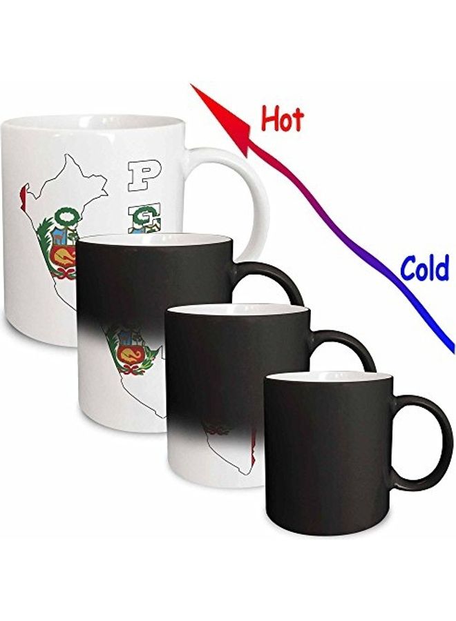 Peruvian Flag In Outline Map Printed Mug Multicolour
