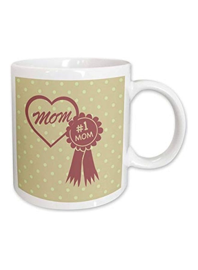 3DROSE Mom Number One Printed Mug White/Beige/Brown 