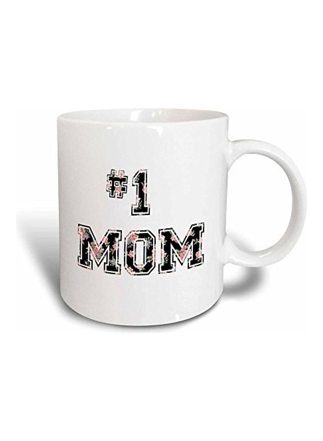 3Dروز مج بصورة قابلة للتحول بطبعة عبارة "No 1 Mom" بتصميم زهور باللون الأسود والأبيض، هدية رائعة لأجمل الأمهات في عيد الأم، 11 اونصة متعدد الألوان  - Image 1