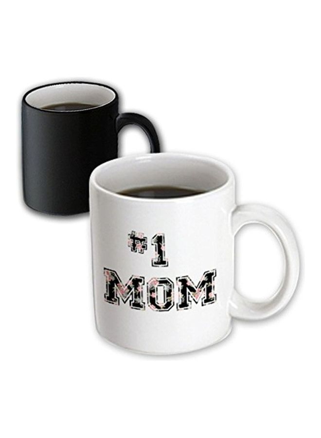 3Dروز مج بصورة قابلة للتحول بطبعة عبارة "No 1 Mom" بتصميم زهور باللون الأسود والأبيض، هدية رائعة لأجمل الأمهات في عيد الأم، 11 اونصة متعدد الألوان  - Image 2