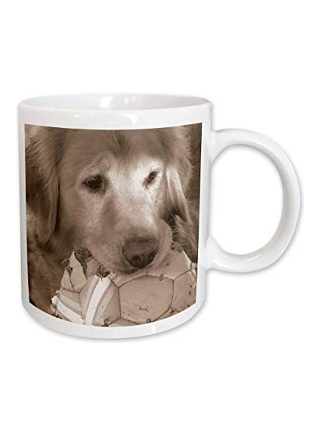 3Dروز مج بطبعة كلب ريتريفر البني/الأبيض