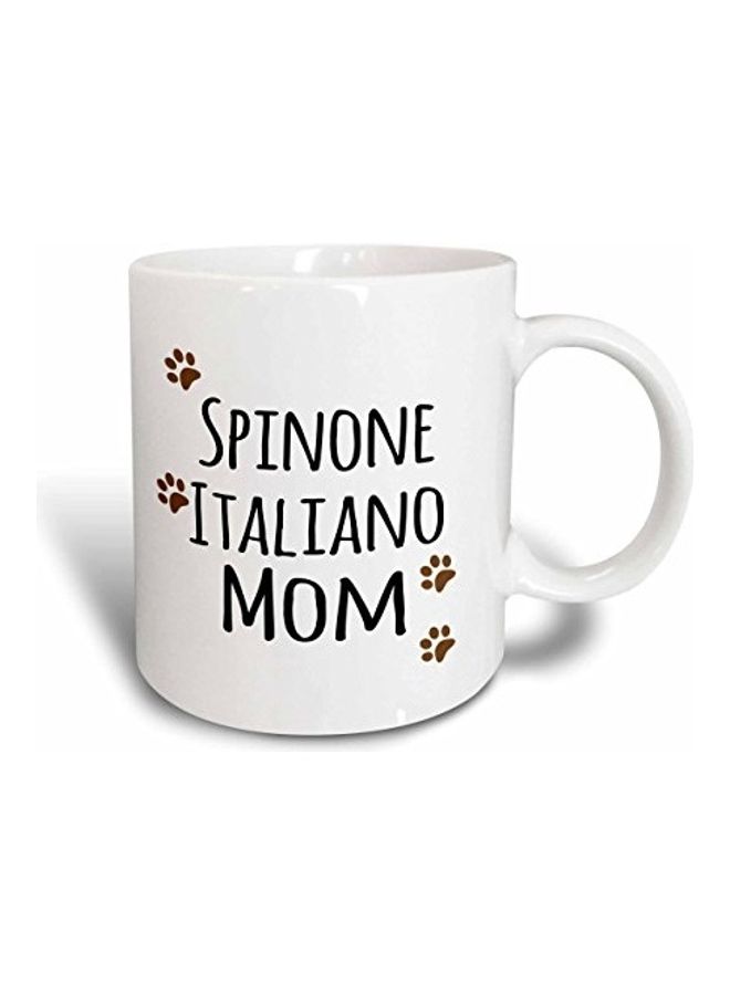 3DROSE Spin One Italiano Dog Mom Printed Ceramic Mug White/Black/Brown