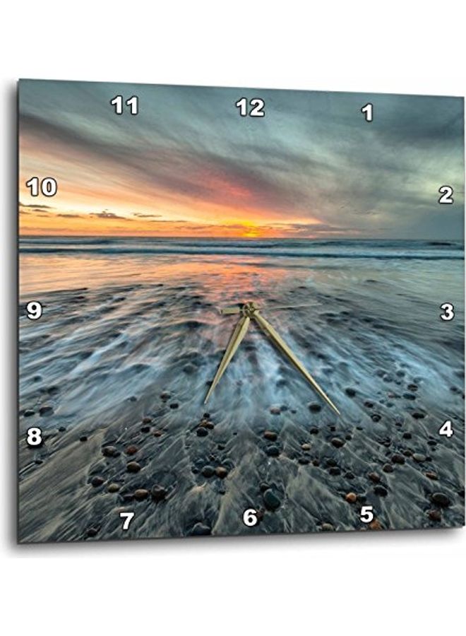 Sunset At Ponto Beach In Carlsbad Wall Clock Multicolour 15x15inch