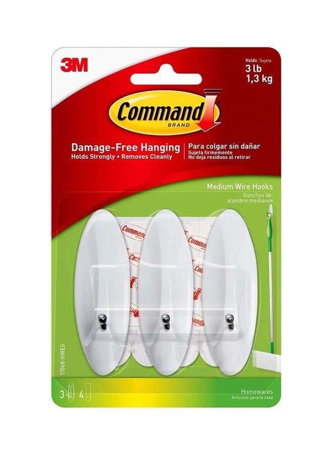 Command 7-Piece Wire Hooks With Strips White 3.16x1.2inch - Image 1