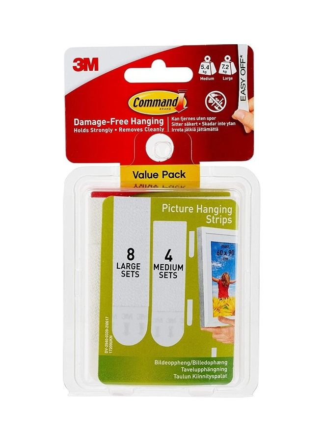 Command 12 Pair Of Picture Hanging Strips White  - Image 1