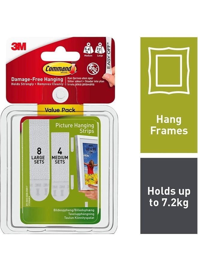 Command 12 Pair Of Picture Hanging Strips White  - Image 2