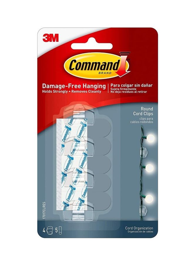 Command 9-Piece Round Cord Clips Clear 3x2x1.2cm - Image 1