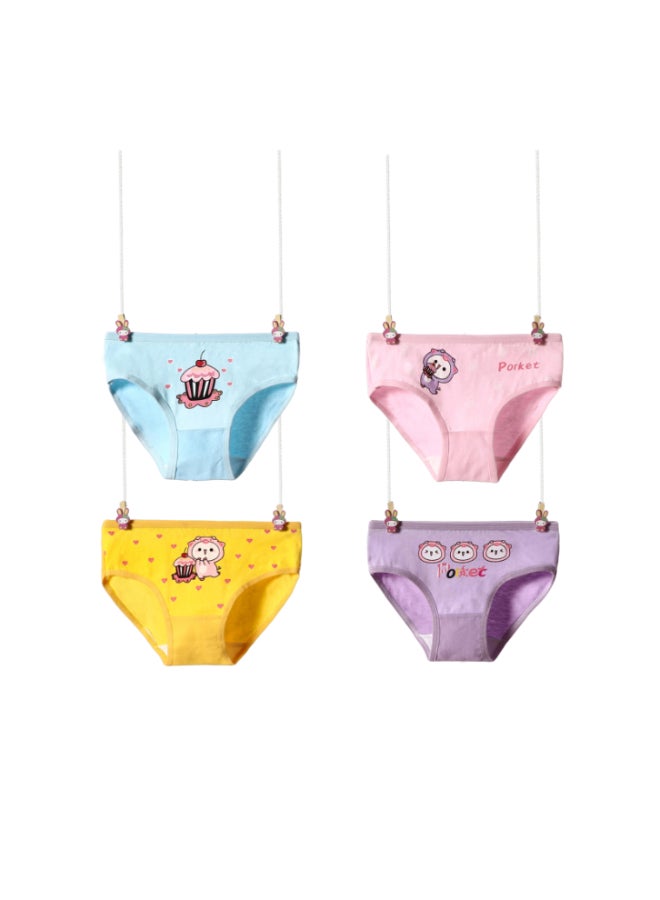 babyqlo 4 Pack Cute Porket With Cupcake Printed Panty Multicolour  - Image 1