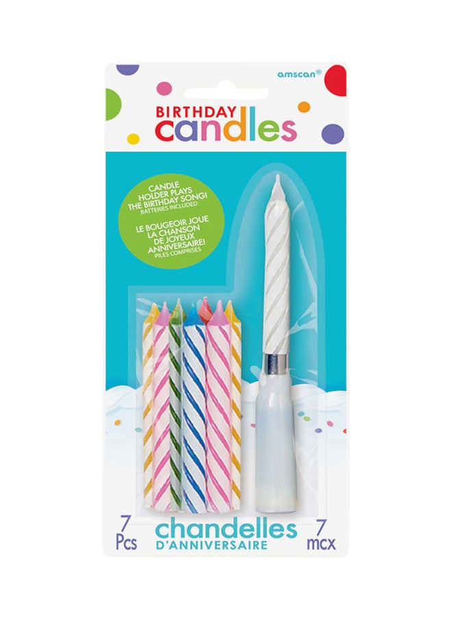 Amscan 7-Piece Pastel Candles With Musical Holder