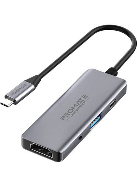 4-In-1 Aluminium High-Speed USB-C Hub Grey