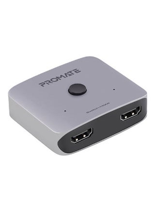 Promate 4K HDMI Switch Splitter, Aluminium 4K High Definition Bi-Directional 2 Input 1 Output HDMI Switch with Built-In Switch Button, Support 4K 60Hz and High Bandwidth Speed for HDTV, 3D Video, Xbox, Switch-HDMI Grey - v1613129519/N44377156A_1