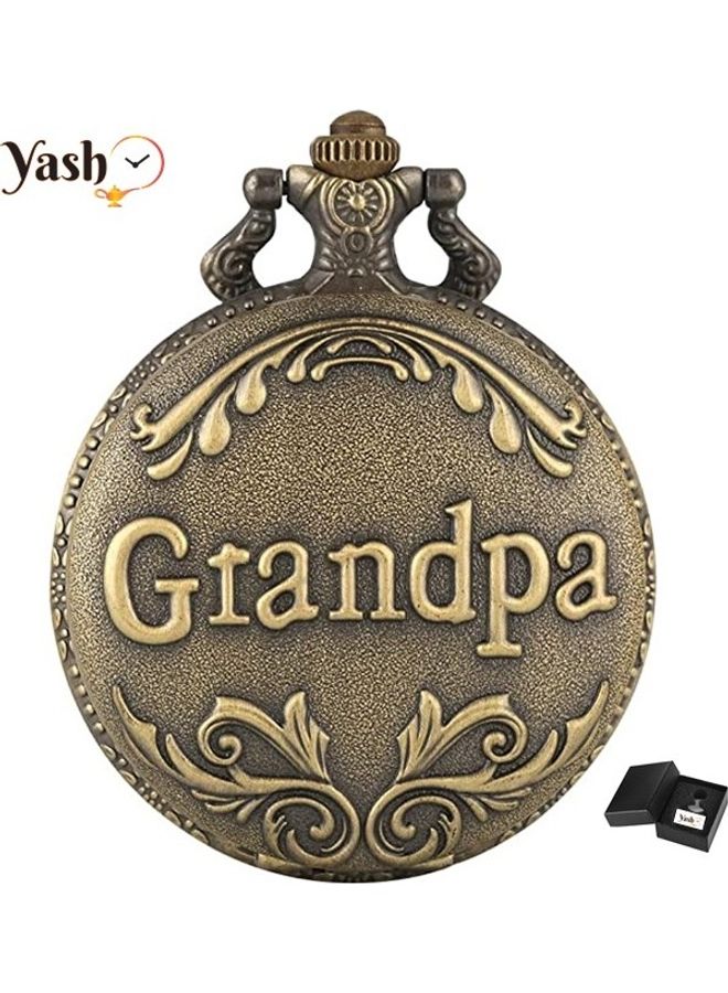 ياش ساعة جيب كوارتز محفورة عليها Grandpa. - Image 2