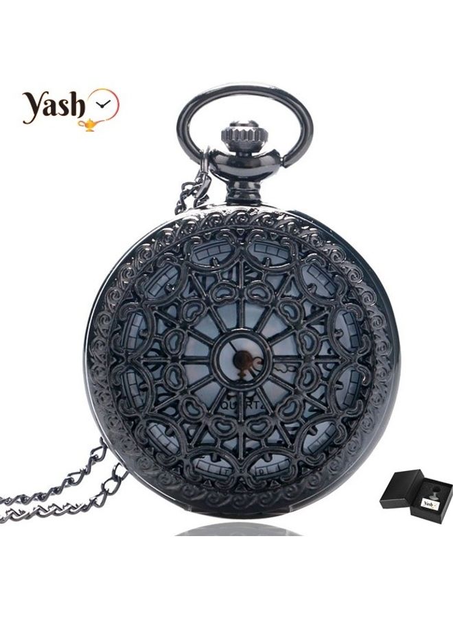 YASH - Spider Web Black Quartz Pocket Watch - Image 1