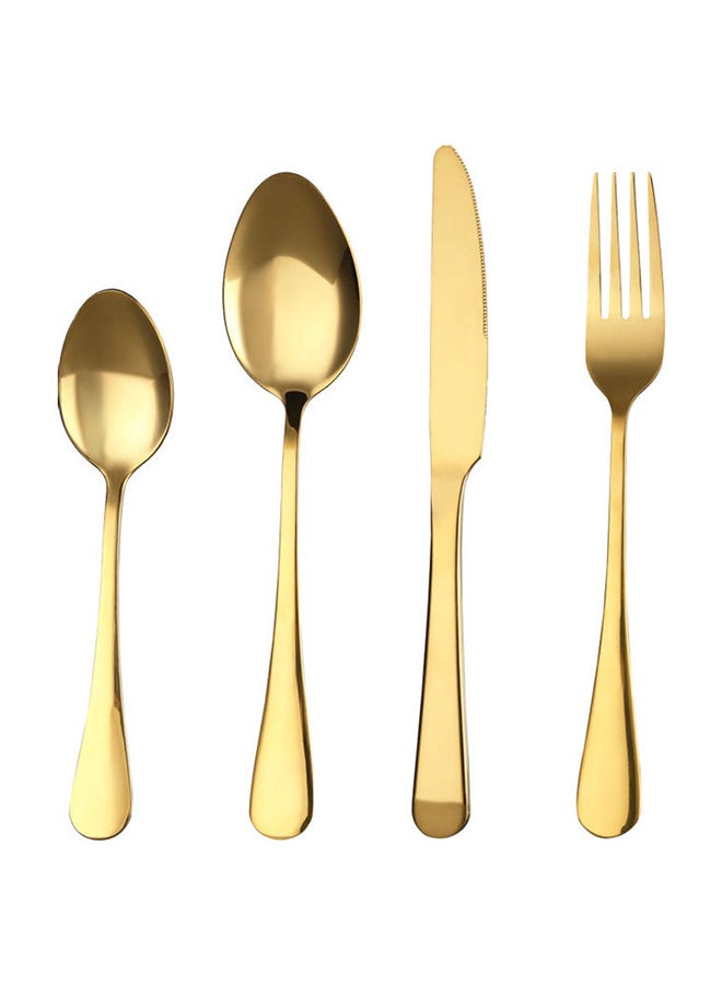 صن هوم طقم أدوات مائدة من الستانلس ستيل مكون من 4 قطع ذهبي - Image 2