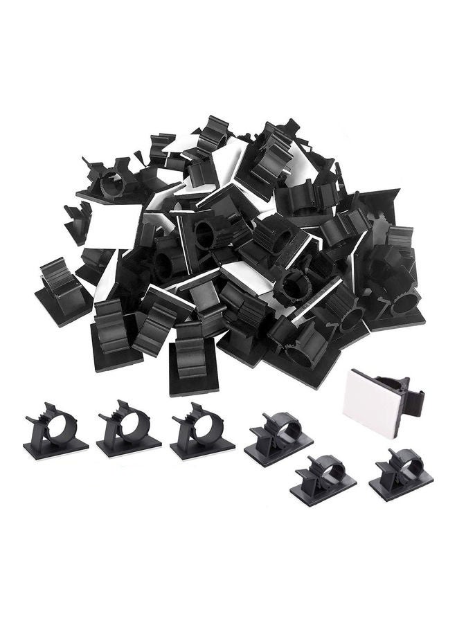 Genetic - 50 Piece Cable Management Adhesive  Clips Black - Image 1