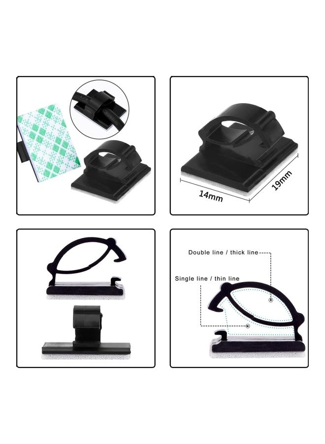 Genetic 50 Piece Adhesive Wire Clips Management Holder Clamps Black - Image 2