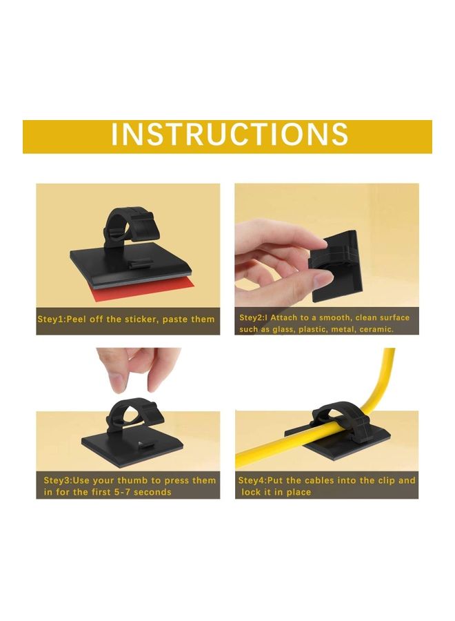 Genetic 50 Piece Adhesive Wire Clips Management Holder Clamps Black - Image 3