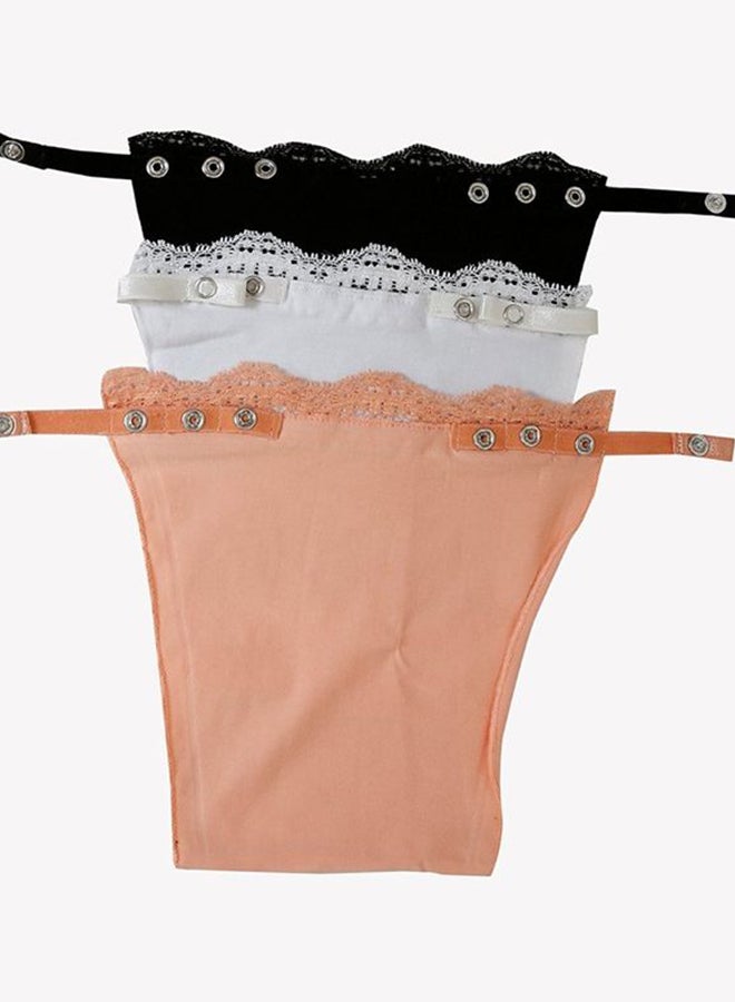 Glamroot 3-Piece Clip-On Mock Lace Camisole Camisecret Black/White/Beige  - Image 2