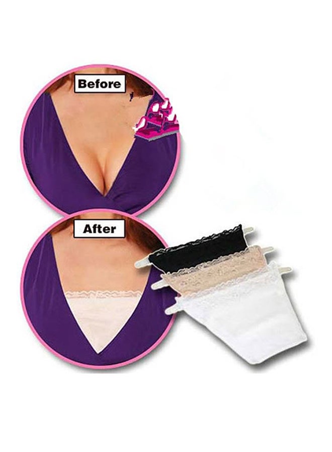 Glamroot 3-Piece Clip-On Mock Lace Camisole Camisecret Black/White/Beige  - Image 4