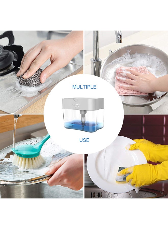 موزع صابون 2 في 1 مع حامل إسفنجة للمطبخ SPH001 رمادي - Image 4