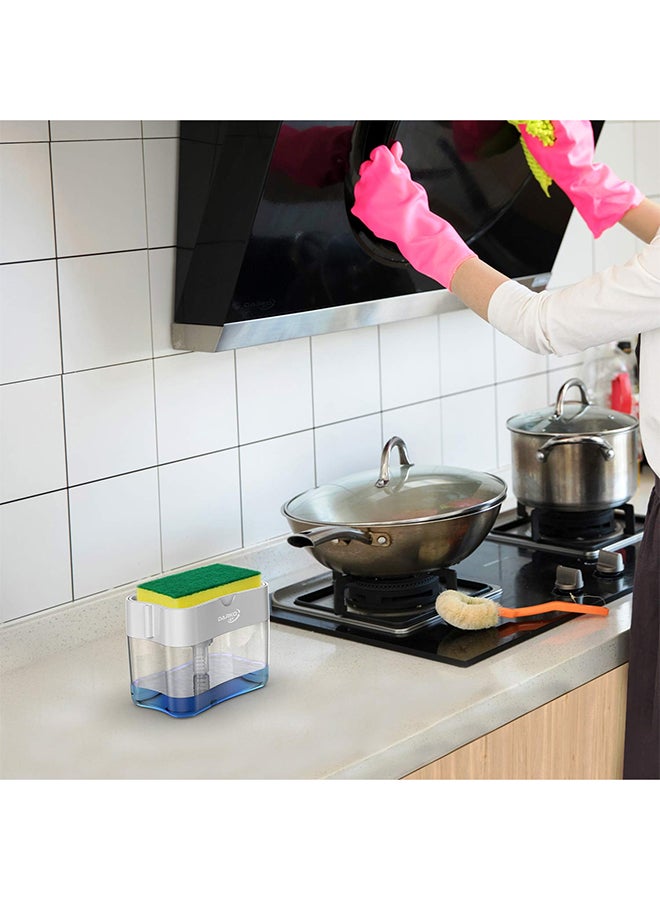 موزع صابون 2 في 1 مع حامل إسفنجة للمطبخ SPH001 رمادي - Image 5