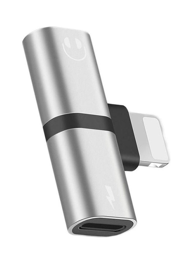 Generic Mini Capsule 3 In 1 Audio Charger Or All IPhones Converter Portable Charging Splitter for Lightning Silver  - Image 1