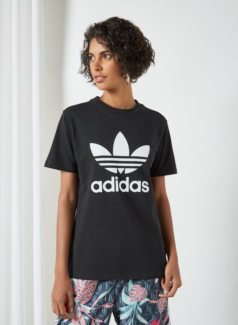 adidas Originals Logo Detail Crew Neck T-Shirt Black/White  - Image 1