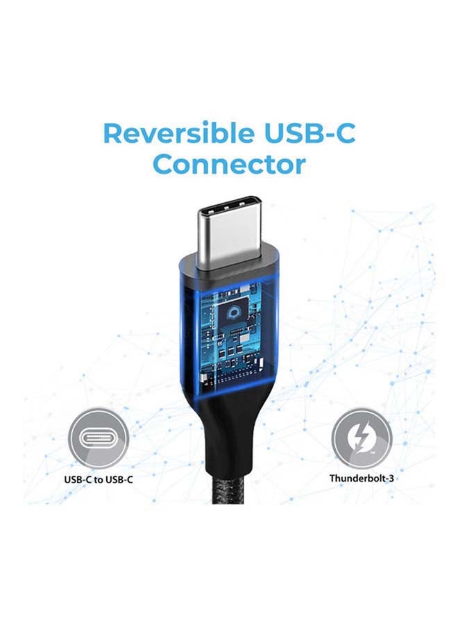 PROMATE - Ultra-Fast Thunderbolt 3 Type- C Sync And Charge Cable With 100W Power Delivery Black - Image 1