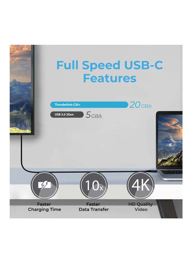 PROMATE - Ultra-Fast Thunderbolt 3 Type- C Sync And Charge Cable With 100W Power Delivery Black - Image 1