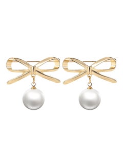 2-Piece Women Lady Fashion Bowknot Big Faux Pearl Brooch Pin