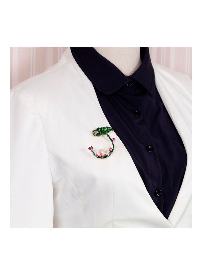 Retro Faux Pearl Lotus Leaf Brooch  - Image 4