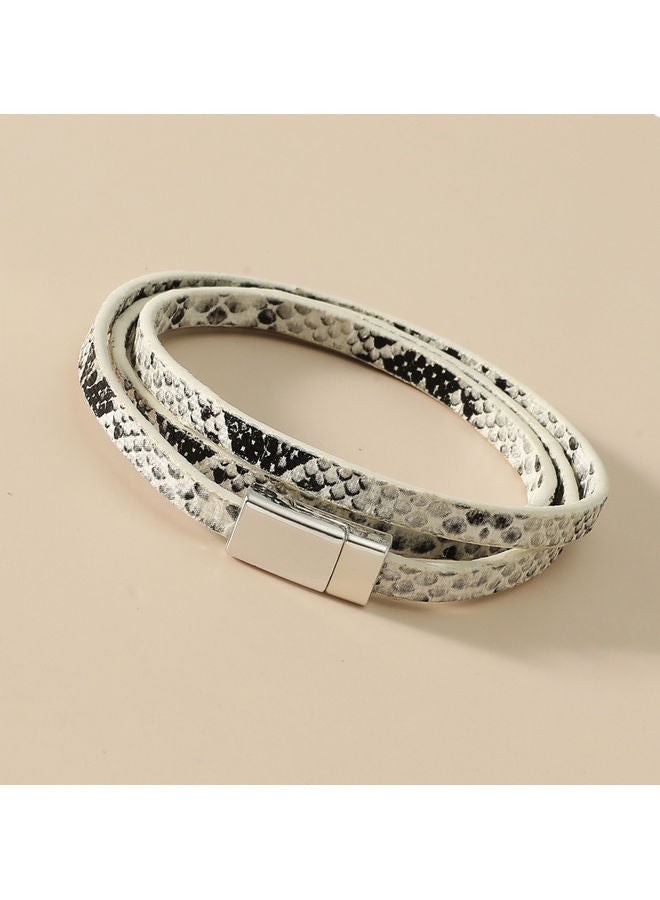 Snakeskin Faux Leather Band Cuff Bangle - Image 5