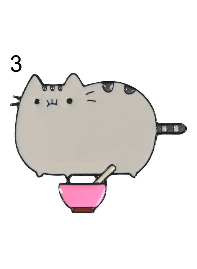Cute Cartoon Fat Cat Eat Noodles Enamel Brooch Pin