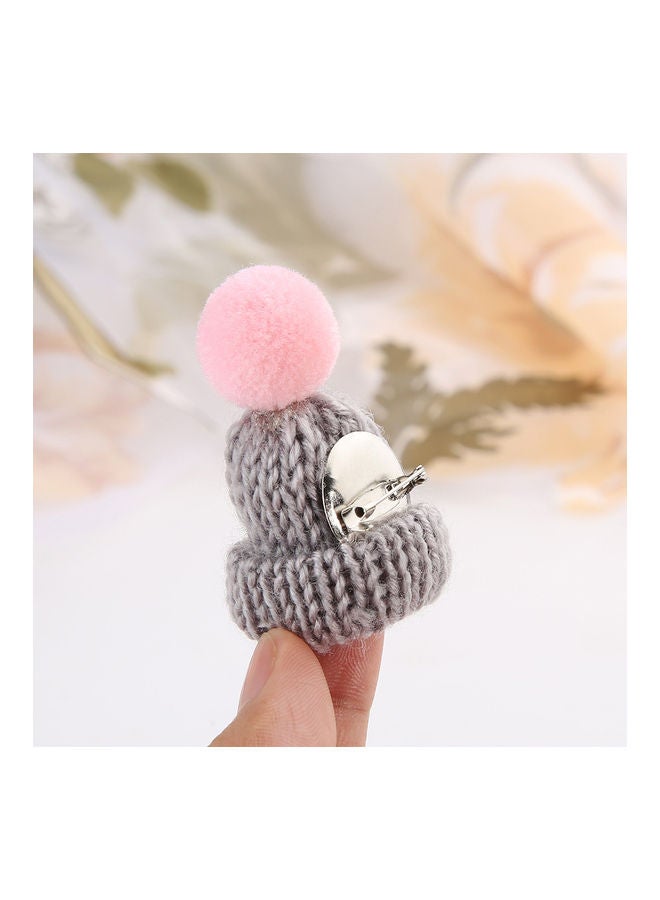 1-Piece Fashion Knitted Pom Hat Brooch Pin - Image 3