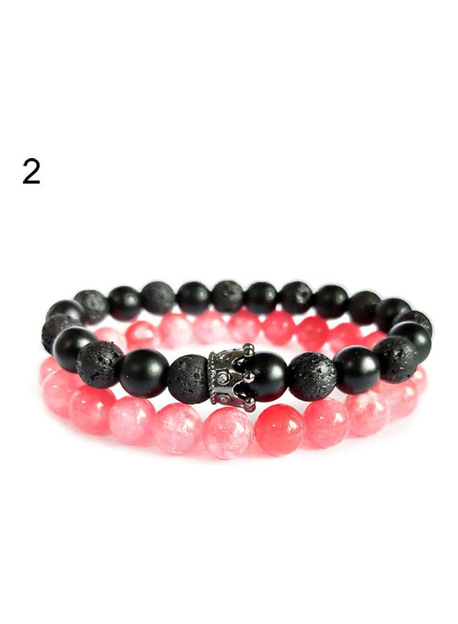 2Pcs Stone Beaded Elastic Bracelet - Image 1
