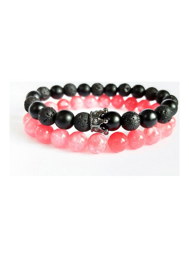 2Pcs Stone Beaded Elastic Bracelet - Image 2