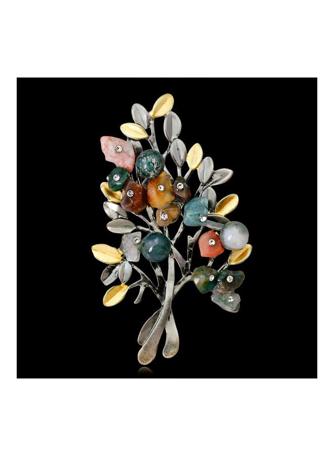 Leaves Rhinestone Brooch Pin Shirt - Image 1