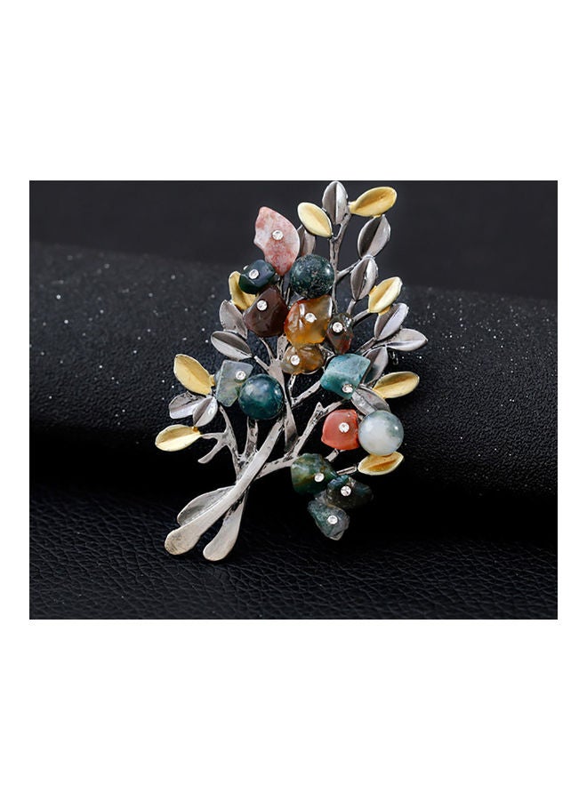 Leaves Rhinestone Brooch Pin Shirt - Image 2